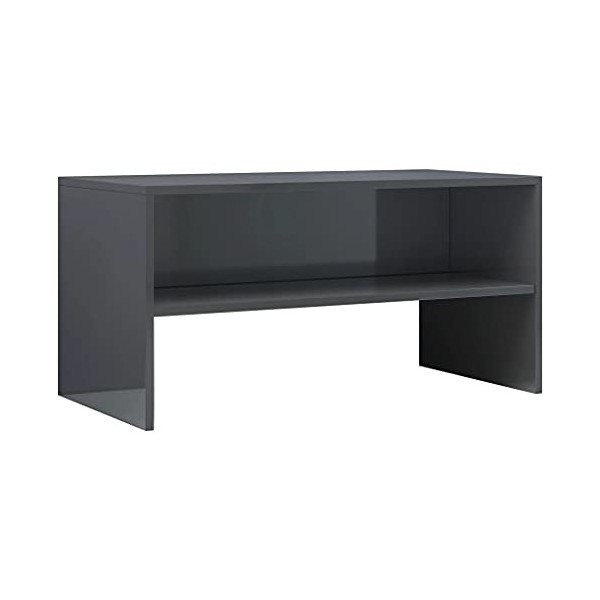 Meuble TV | Style Elégance | Rangement matériel télé Audio Video Gaming | 80x40x40cm Gris Brillant