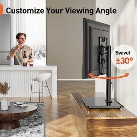 Perlegear Support Universel pour TV pivotant, Support de Table pour TV/Moniteur/PC de 19-43 Pouces, Support pour TV réglable 