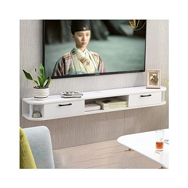 Meuble TV Flottant, étagère TV pour téléviseur Mural, avec Prise de Courant, Support de Rangement Moderne pour Centre de Dive