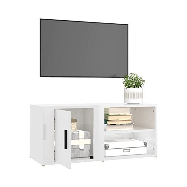 Tidyard Meuble TV Banc TV de Salon Meuble de Télévision avec Compartiments TV Cabinet Bois Chêne fumé 100x31,5x35 cm Bois di