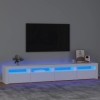Meuble TV, Banc TV Support de Télévision Table TV Bas Armoire Basse Meuble TV avec lumières LED Blanc 240x35x40 cm