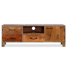 ARKEM Meuble TV Bois Massif Vintage 118 x 30 x 40 cm,Table TV,Ensemble Meuble TV,Meuble TV