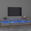 FAMIROSA Meuble TV avec lumières LED Sonoma Gris 240x35x40 cm 47.5KG 