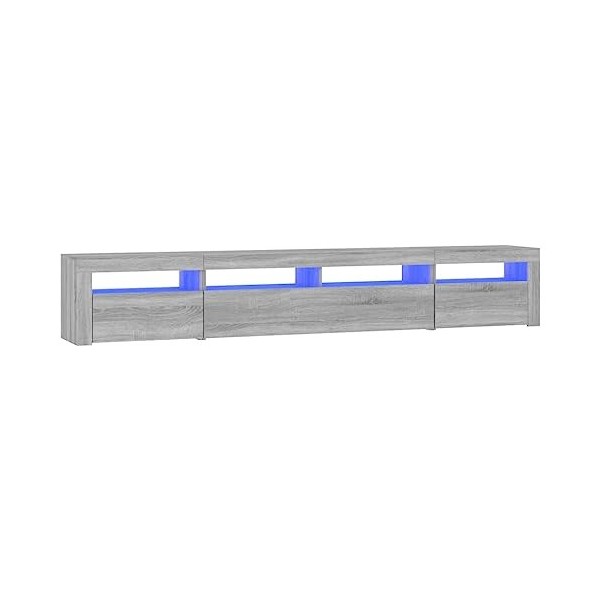 FAMIROSA Meuble TV avec lumières LED Sonoma Gris 240x35x40 cm 47.5KG 