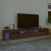 Meuble TV, Banc TV Support de Télévision Table TV Bas Armoire Basse Meuble TV avec lumières LED Chêne Marron 260x36,5x40 cm