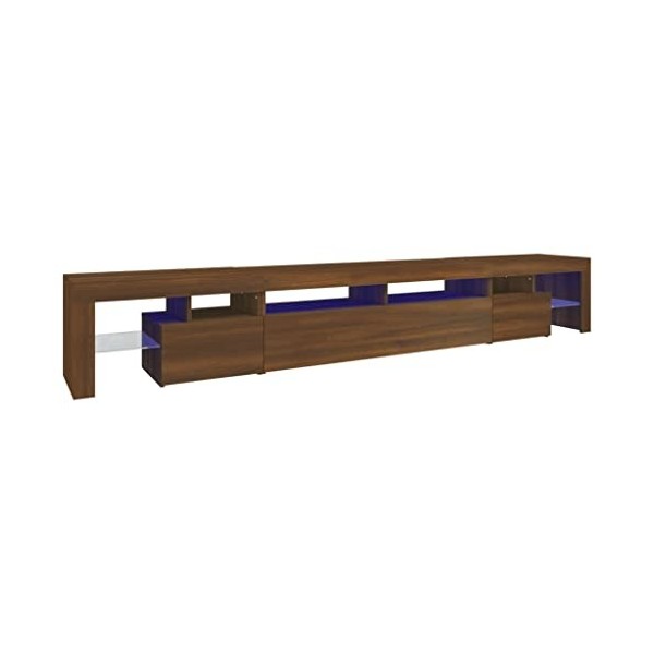 Meuble TV, Banc TV Support de Télévision Table TV Bas Armoire Basse Meuble TV avec lumières LED Chêne Marron 260x36,5x40 cm