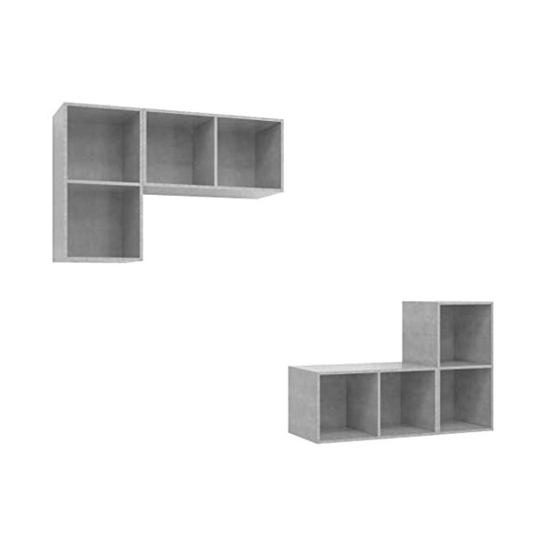 Table Télévision Basse, Simplicité et Élégance Meubles Muraux pour TV 4 pièces Gris Meuble TV Salon avec Grand Stockage