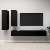 MOONAIRY Lot de 4 meubles TV - Pour salon, armoire, meuble TV, meuble TV, meuble de salon, panneau de particules - Noir