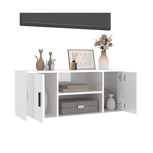 Tidyard Meuble TV Banc TV de Salon Meuble de Télévision avec Compartiments TV Cabinet Bois Chêne fumé 100x31,5x35 cm Bois di