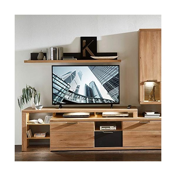 Stella Trading Support TV partiellement Massif, Bois, Chêne Sauvage Bianco, 180 x 66 x 40 cm