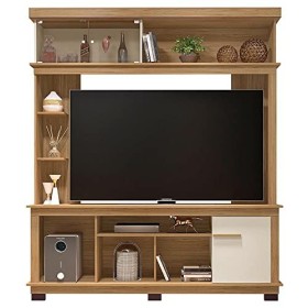 Caemmum Meuble Living TV 65 Pouces Chêne Ecru 10 Niches