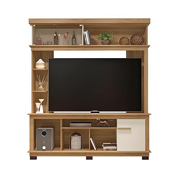 Caemmum Meuble Living TV 65 Pouces Chêne Ecru 10 Niches