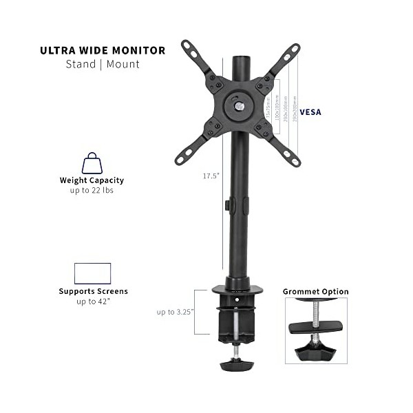 VIVO STAND-V101C Support de Bureau Ultra Large pour écrans jusquà 42" Noir