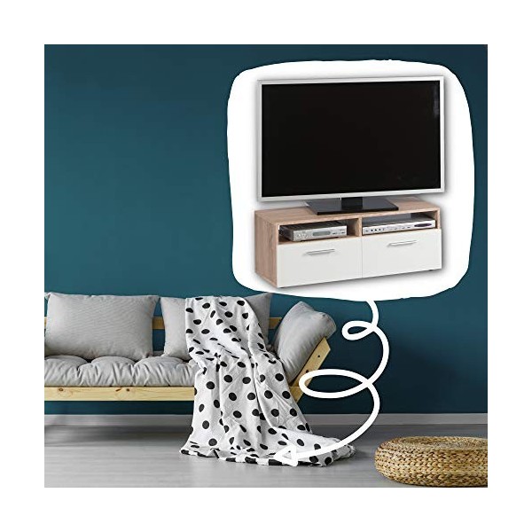 Stella Trading Rana TV Lowboard en chêne Sonoma/Blanc