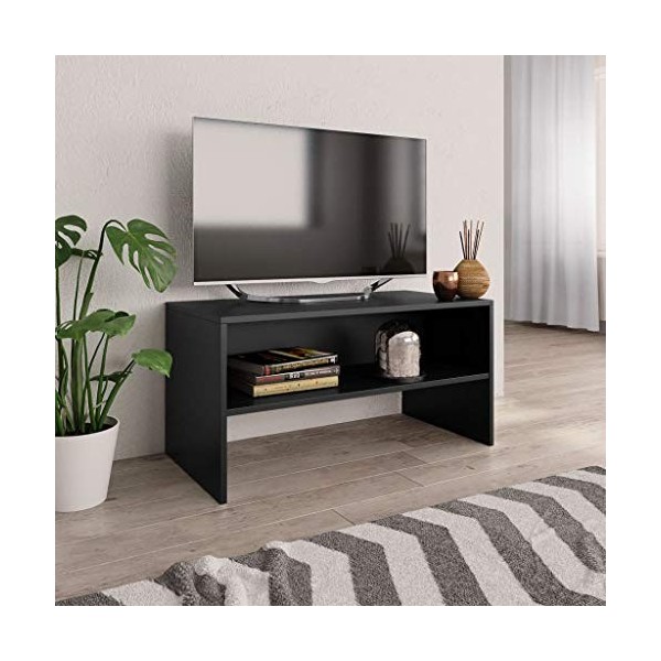 Homgoday Meuble TV noir 80 x 40 x 40 cm en bois dingénierie - Meuble TV Hifi - Meuble TV stéréo - Meuble de salon - Coffre d