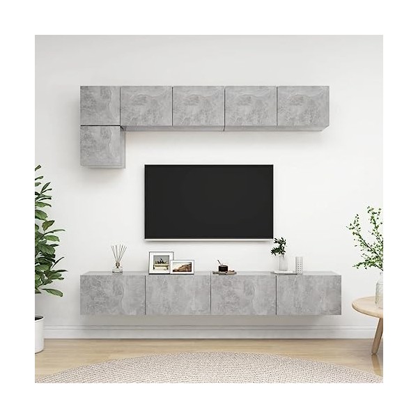 Générique Ensemble de Meuble TV 5 pcs Gris béton Aggloméré,66.6 KG,3079114, Meubles, Meubles TV