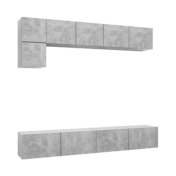 Générique Ensemble de Meuble TV 5 pcs Gris béton Aggloméré,66.6 KG,3079114, Meubles, Meubles TV