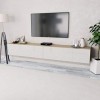 Festnight 2 pcs Meuble TV Banc TV en Aggloméré avec Rangement 120 x 40 x 34 cm Chêne et Blanc Brillant