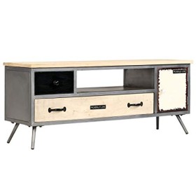 Meuble TV avec 2 tiroirs 1 Porte | Style Contemporain | Rangement matériel télé Audio Video Gaming | 120x30x45cm Multicolore