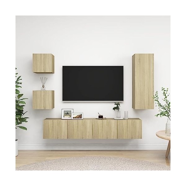 VEEKI Meuble TV, Meuble TV Suspendu, Meuble, Meuble TV avec Rangement，Meuble Industriel, Convient pour Salon ou Chambre, Ense