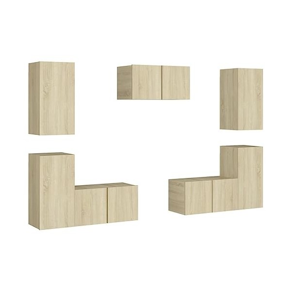 Ensemble de Meubles TV 7 pcs Chêne Sonoma Aggloméré - Banc TV, Meuble TV Suspendu, Convient pour Salon ou Chambre