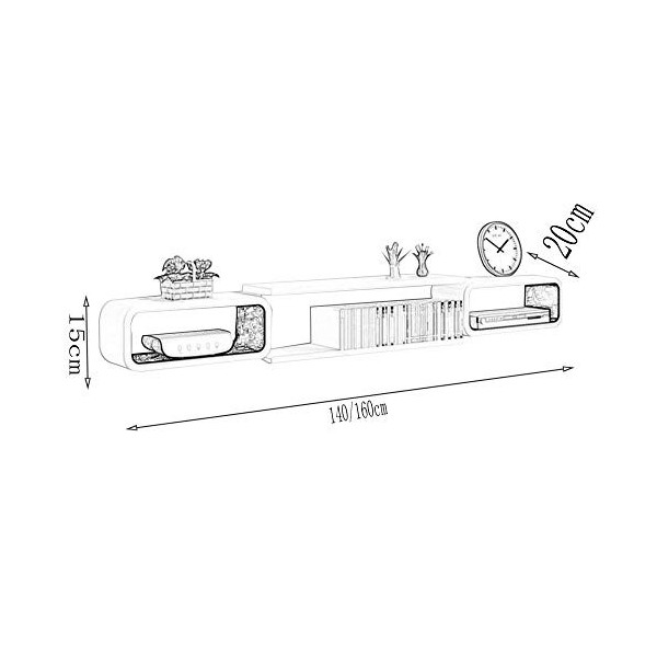 Brooke shop Meuble TV flottant pour DVD TV par satellite décodeur câble ménage simple meuble TV mural meuble TV, meuble de sa