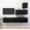 Ensemble de Meuble TV 4 pcs Noir Aggloméré - Banc TV, Meuble TV Suspendu, Convient pour Salon ou Chambre