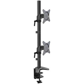 HFTEK Support Vertical de Bureau avec Inclinaison, Rotation et Rotation pour écrans LED Double et LCD jusquà 27" VESA 75x75 