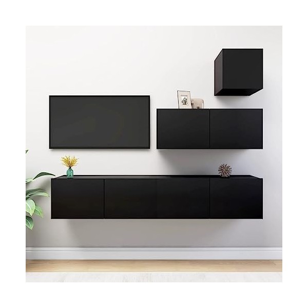 WREWING Meuble TV,Bas Table TV Support de Télévision en Bois pour Salon Chambre Salle à Manger,Support pour Téléviseur Jusqu’