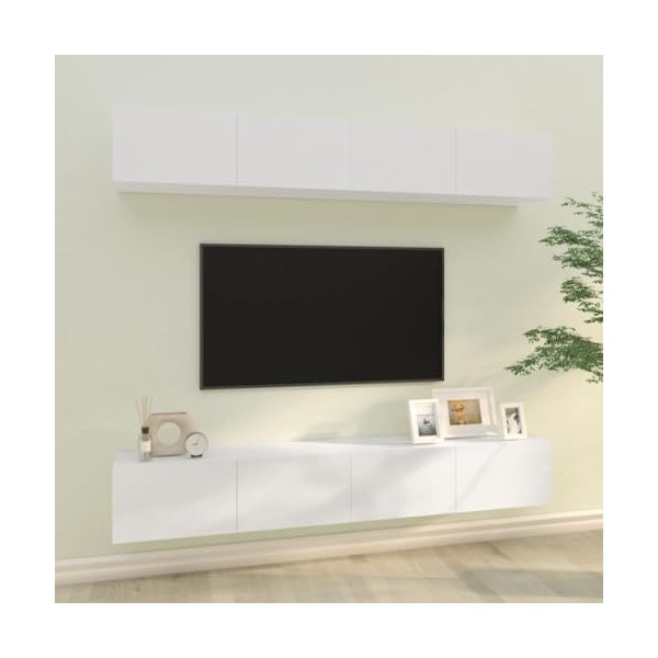 WREWING Meuble TV,Bas Table TV Support de Télévision en Bois pour Salon Chambre Salle à Manger,Support pour Téléviseur Jusqu’
