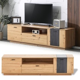 Froadp Meuble TV 180 x 40 x 47 cm - Pour TV jusquà 80" - Avec 2 portes spacieuses, 1 tiroir et 1 espace de rangement ouvert,