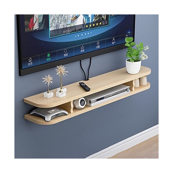 EsEntL Meuble TV Flottant, Étagère Flottante Meuble TV Mural Étagère De Rangement Multimédia pour Boîtes De Câble Routeurs Le