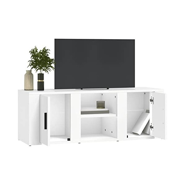 Homgoday Meuble TV 100x31,5x35 cm Bois Dingénierie, Banc TV avec 4 Compartiments, Support de Télévision, Support Télé pour S