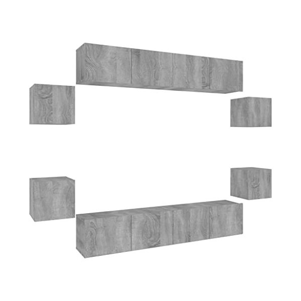 vidaXL Ensemble de Meubles TV 8 pcs Centres de Divertissement Armoires Multimédia Meubles de Salle de Séjour Intérieur Chêne 