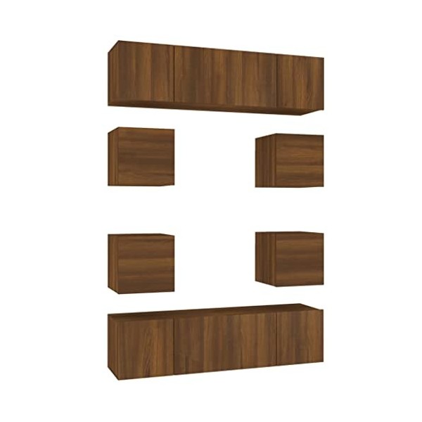 vidaXL Ensemble de Meubles TV 8 pcs Centres de Divertissement Armoires Multimédia Meubles de Salle de Séjour Intérieur Chêne 