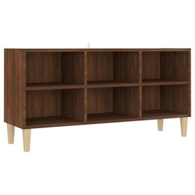 Keyur Meuble TV, Banc TV Buffet Bas Support de Télévision Meuble Télé Meuble TV avec Pieds en Bois Massif Chêne Marron 103,5x