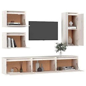 Générique Meubles TV 6 pcs Blanc Bois Massif de pin,35.3 KG,3100185, Meubles, Meubles TV