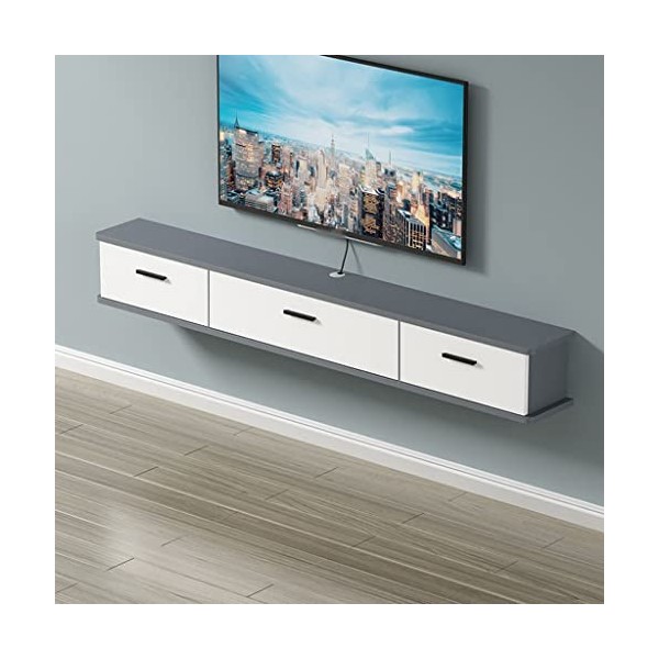 KEFFOR Étagère TV Flottante en Bois, Murale Meuble TV Suspendu Bois TV Meuble avec Gestion des Câbles Convient pour Le Salon，