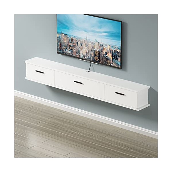 KEFFOR Étagère TV Flottante en Bois, Murale Meuble TV Suspendu Bois TV Meuble avec Gestion des Câbles Convient pour Le Salon，