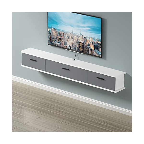 KEFFOR Étagère TV Flottante en Bois, Murale Meuble TV Suspendu Bois TV Meuble avec Gestion des Câbles Convient pour Le Salon，