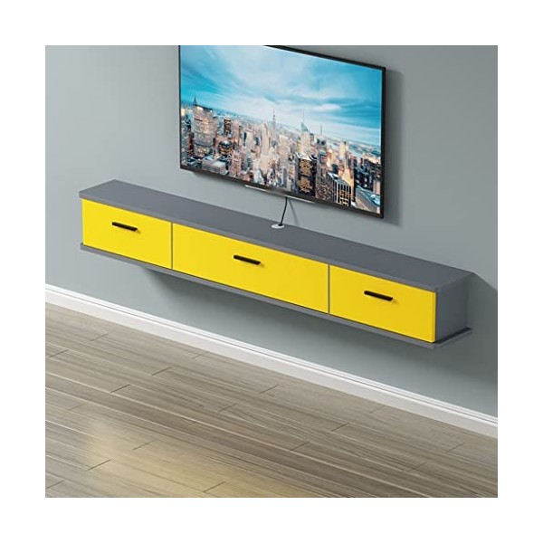 KEFFOR Étagère TV Flottante en Bois, Murale Meuble TV Suspendu Bois TV Meuble avec Gestion des Câbles Convient pour Le Salon，