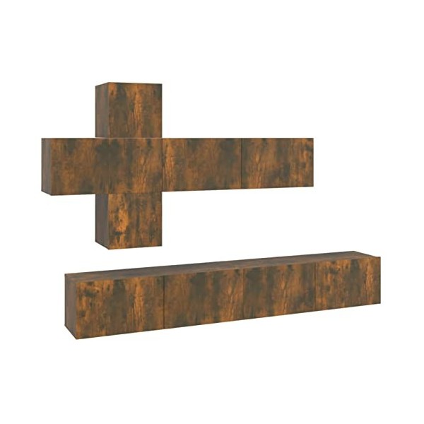 CIADAZ Ensemble de Meubles TV 7 pcs Chêne fumé Bois dingénierie,Meuble TV Longueur,Meuble Bas Salon,Meubles De Salon TV