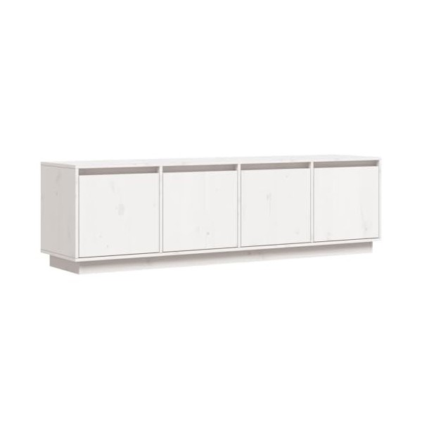 Meuble TV, Banc TV Support de Télévision Table TV Bas Armoire Basse Meuble TV Blanc 156x37x45 cm Bois de pin Massif
