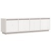 Meuble TV, Banc TV Support de Télévision Table TV Bas Armoire Basse Meuble TV Blanc 156x37x45 cm Bois de pin Massif