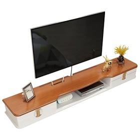 CENAP Support de Meuble TV Mural Flottant, Console multimédia en Bois fixée au Mur, avec Trous de câble, Support de Rangement