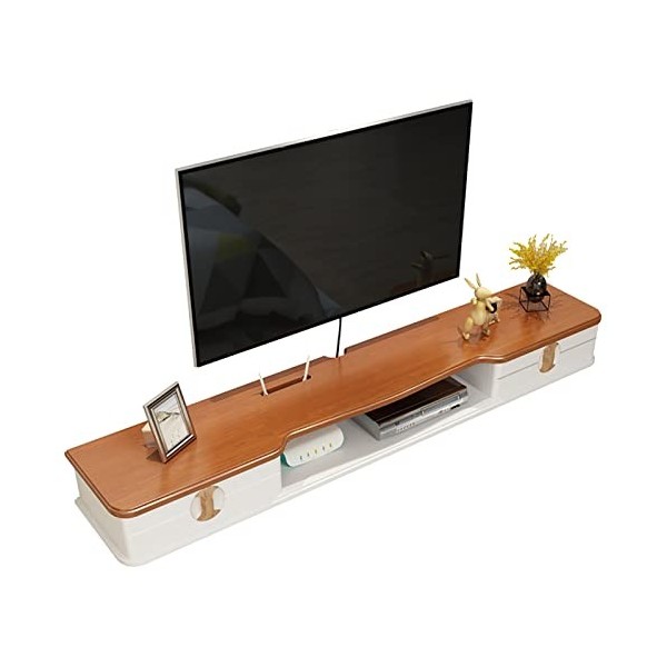 CENAP Support de Meuble TV Mural Flottant, Console multimédia en Bois fixée au Mur, avec Trous de câble, Support de Rangement