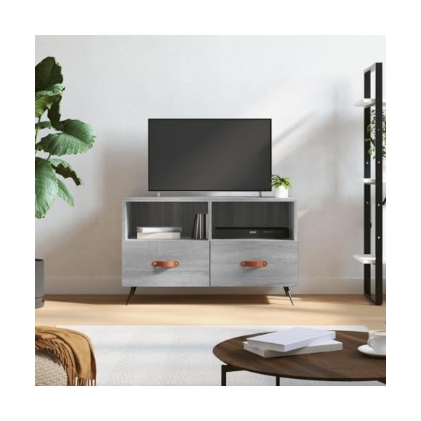 RAUGAJ Centres de divertissement et meubles TV - Meuble TV - Gris Sonoma - 80 x 36 x 50 cm - En bois dingénierie