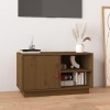 CUTSKY Meuble TV en pin massif Marron miel 70 x 34 x 40 cm