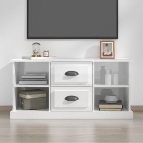 GANDUS Meuble TV en bois blanc brillant 99,5 x 35,5 x 48 cm