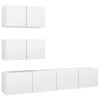 BaraSh Ensemble de Meuble TV 4 pcs Blanc Aggloméré,Table TV,Ensemble Meuble TV,Meuble TV